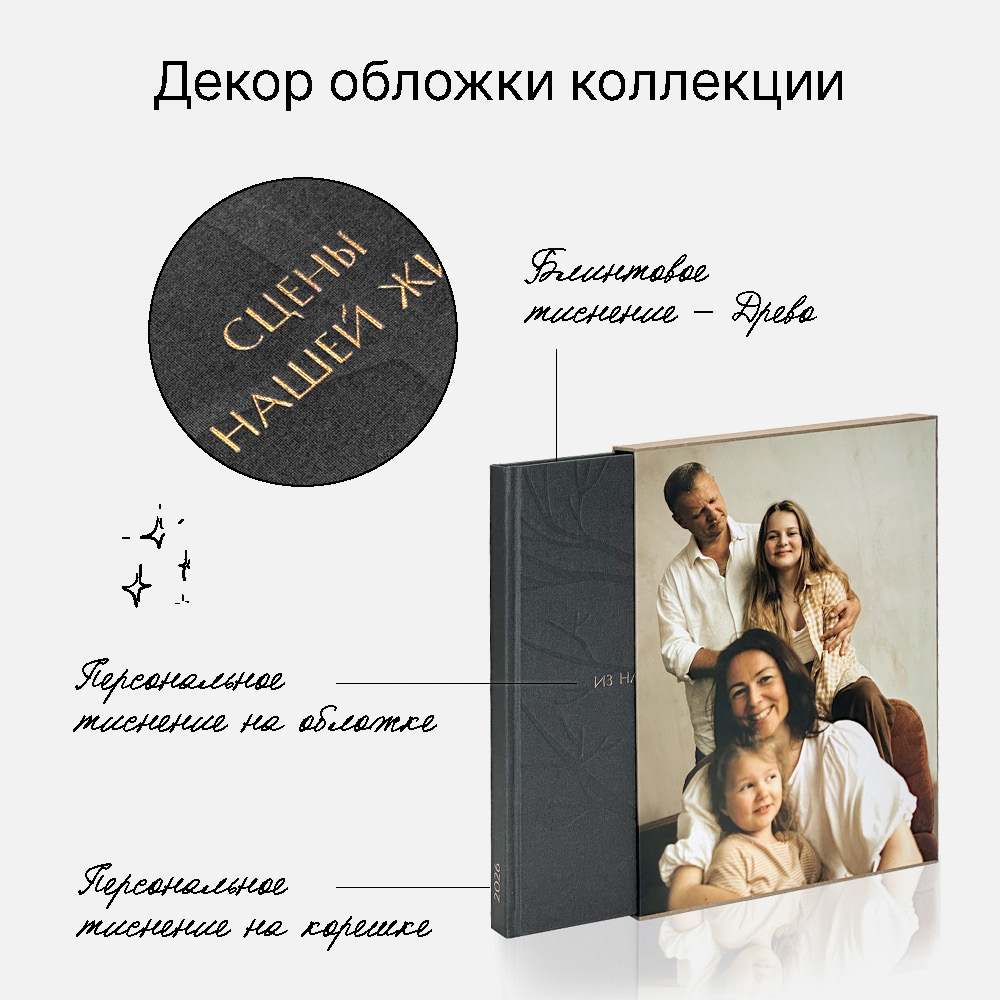 Фотокнига Древо <br />в твердой тканевой обложке и сливере с вашим фото