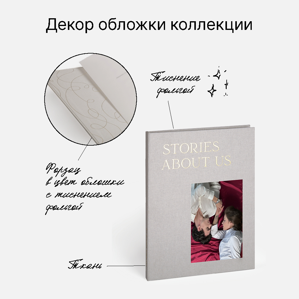 Фотокнига Stories About Us <br />в твердой серой тканевой обложке Фотокнига Stories About Us <br />в твердой серой тканевой обложке