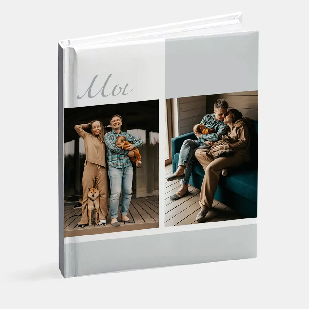 Вертикальная фотокнига в твердой фотообложке Layflat