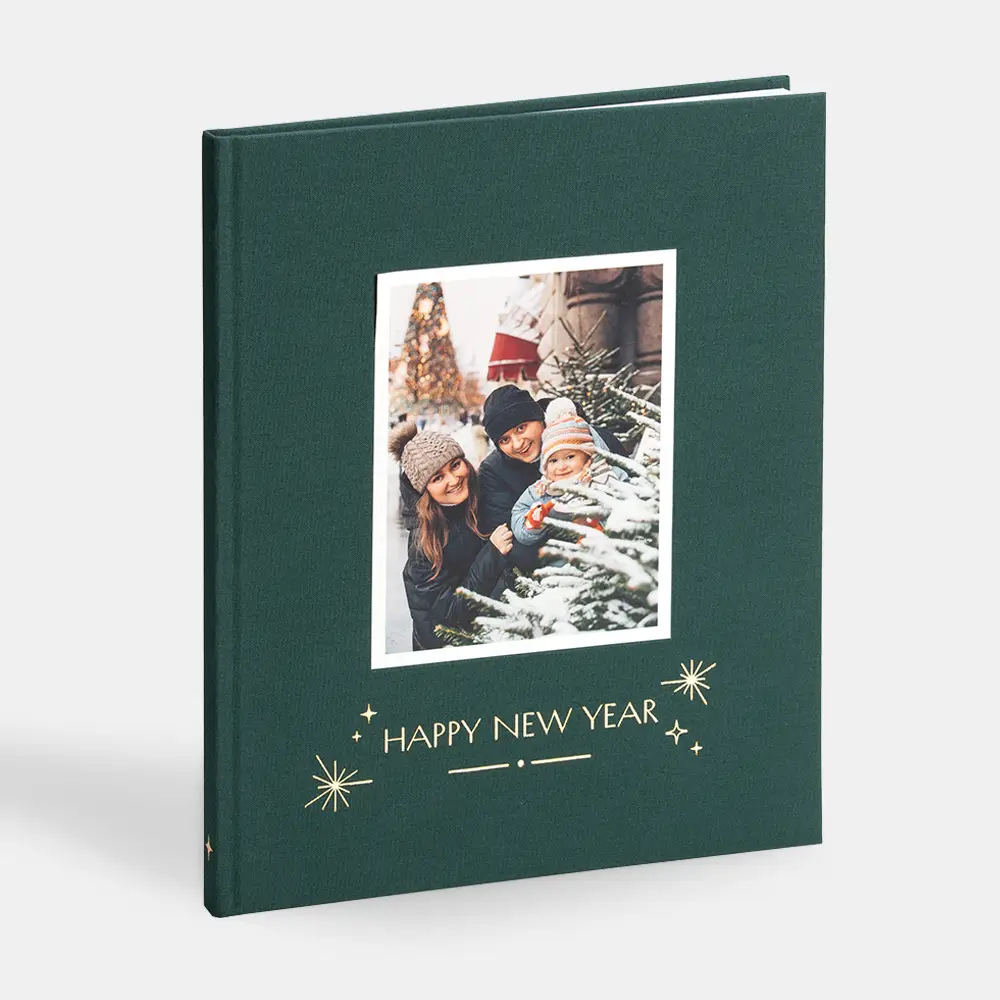 Новогодняя коллекционная Happy New Year фотокнига в тканевой обложке Новогодняя коллекционная Happy New Year фотокнига в тканевой обложке